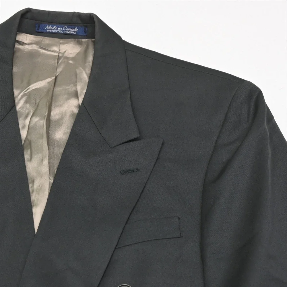 Vtg Mens Double Breasted‎ 40R 34x30 Green 100% Trabaldo Togna Wool Suit